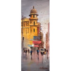 Abdul Hameed, 12 x 30 inch, Acrylic on Canvas, Cityscape Painting, AC-ADHD-173